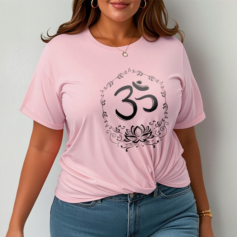 Maglietta in cotone con schizzo Buddha Stones OM Lotus - image 16