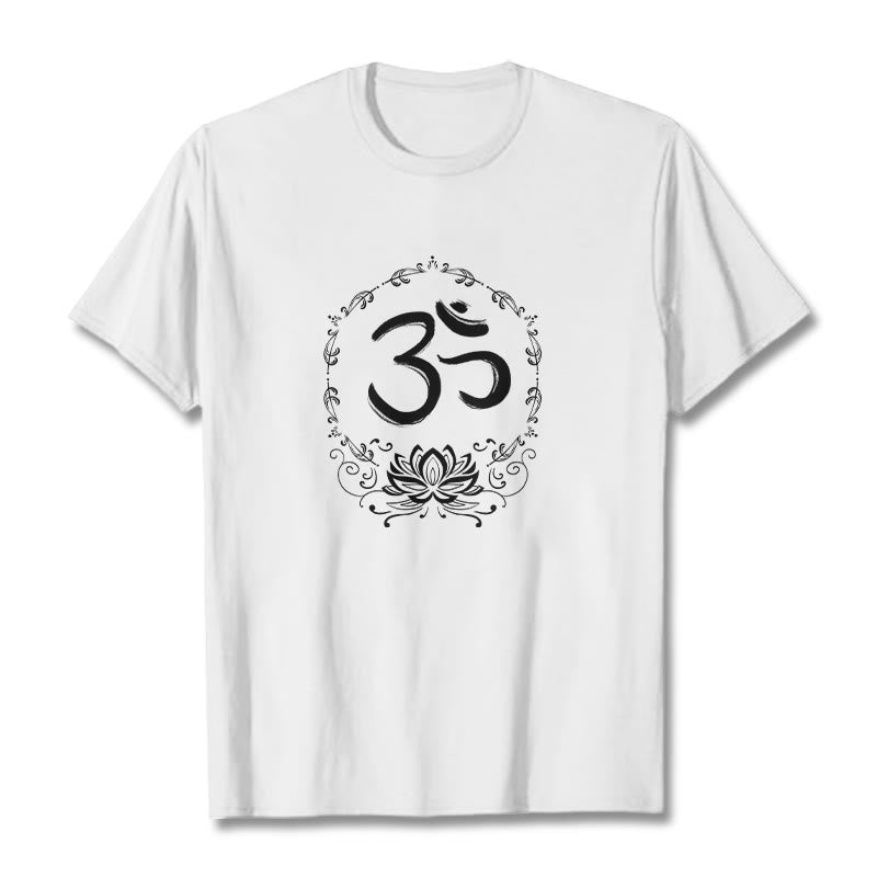 Maglietta in cotone con schizzo Buddha Stones OM Lotus - Bianco - 2XL - image 7