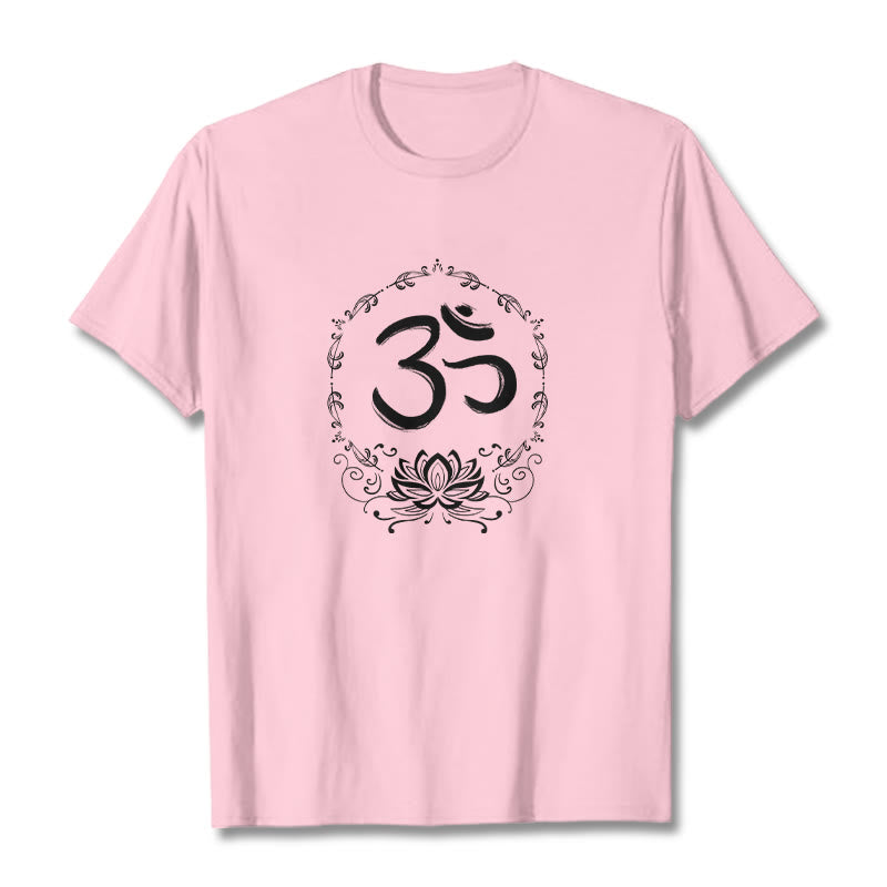 Maglietta in cotone con schizzo Buddha Stones OM Lotus - Rosa chiaro - 2XL - image 15