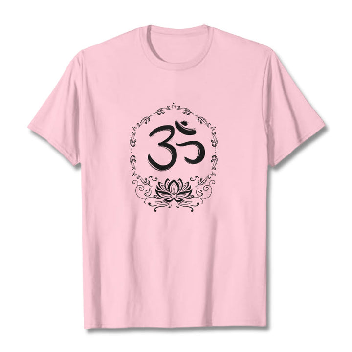 Maglietta in cotone con schizzo Buddha Stones OM Lotus - Rosa chiaro - 2XL - image 15