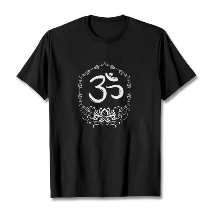 Maglietta in cotone con schizzo Buddha Stones OM Lotus - Nero - 2XL - image 1