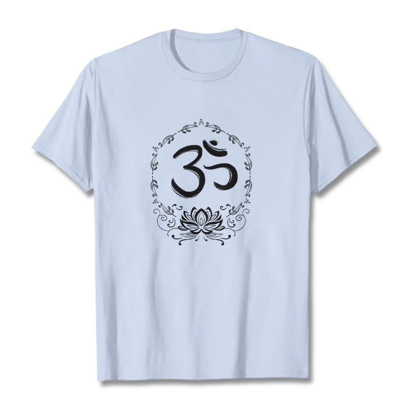 Maglietta in cotone con schizzo Buddha Stones OM Lotus - Ciano chiaro - 2XL - image 14