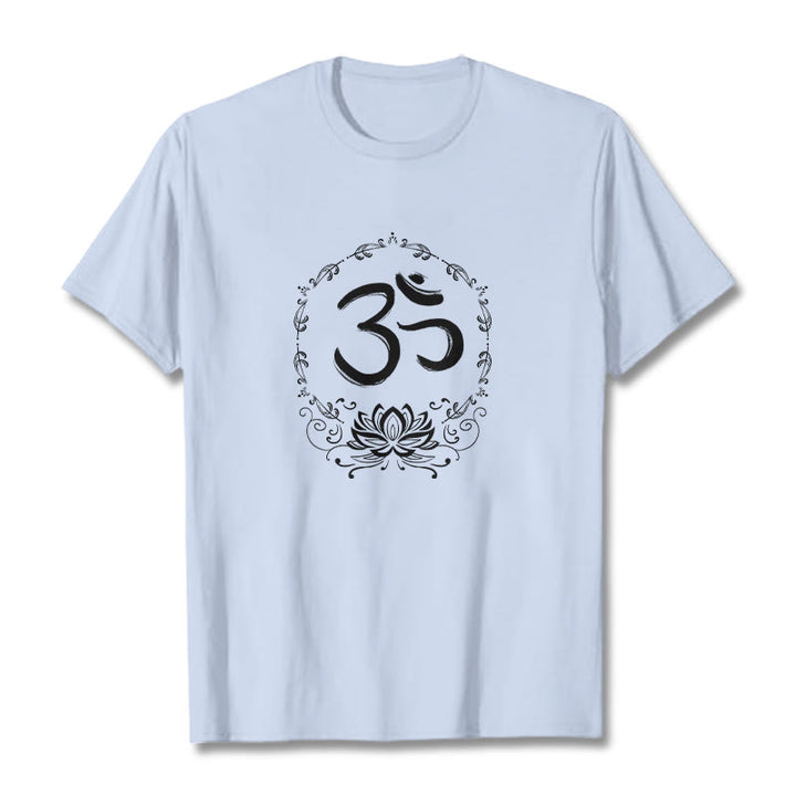 Maglietta in cotone con schizzo Buddha Stones OM Lotus - Ciano chiaro - 2XL - image 14