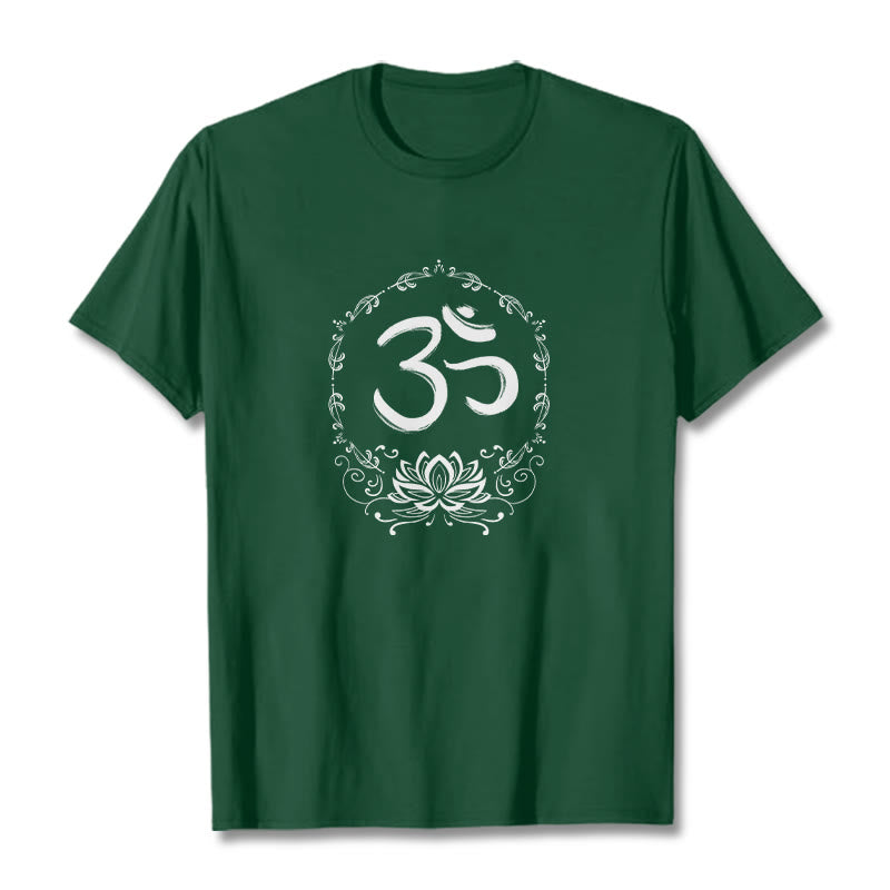 Maglietta in cotone con schizzo Buddha Stones OM Lotus - Verde foresta - 2XL - image 6