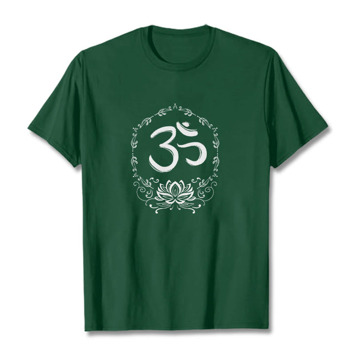 Maglietta in cotone con schizzo Buddha Stones OM Lotus - Verde foresta - 2XL - image 6