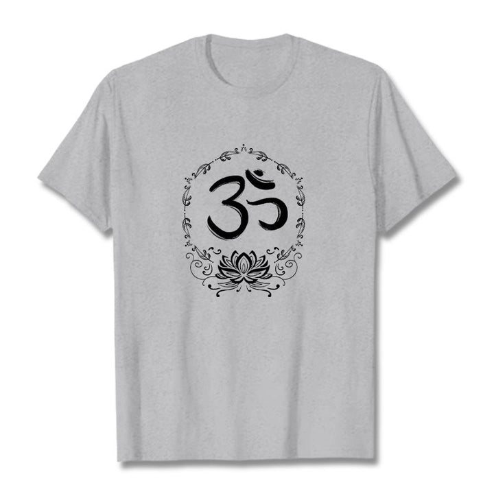 Maglietta in cotone con schizzo Buddha Stones OM Lotus - Grigio chiaro - 2XL - image 10