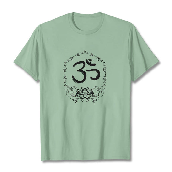 Maglietta in cotone con schizzo Buddha Stones OM Lotus - Verde pallido - 2XL - image 18
