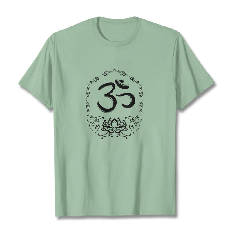 Maglietta in cotone con schizzo Buddha Stones OM Lotus - Verde pallido - 2XL - image 19