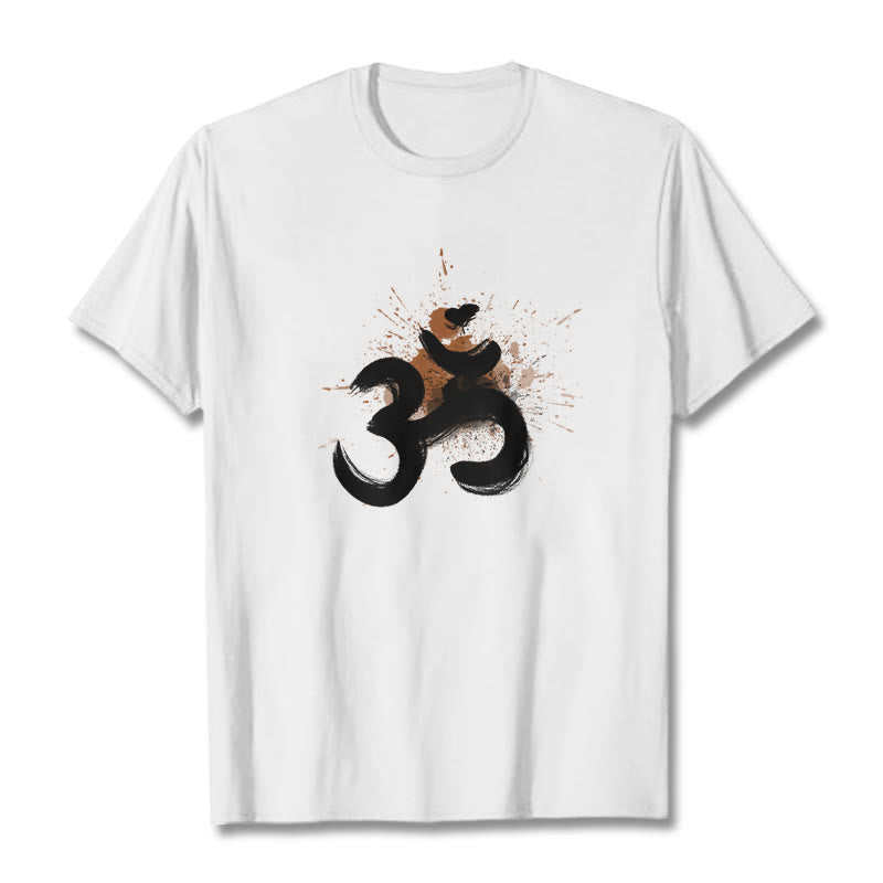 Maglietta in cotone con disegno sanscrito Buddha Stones OM - Bianco - 2XL - image 1