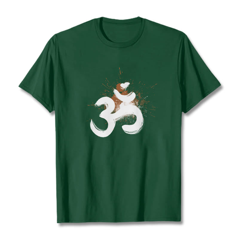 Maglietta in cotone con disegno sanscrito Buddha Stones OM - Verde foresta - 2XL - image 9