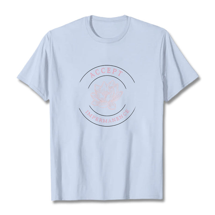 Buddha Stones Maglietta in cotone Lotus Accept Impermanence - Ciano chiaro - 2XL - image 7