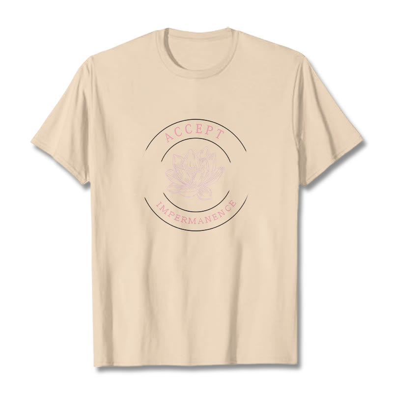 Buddha Stones Maglietta in cotone Lotus Accept Impermanence - Biscotto - 2XL - image 10