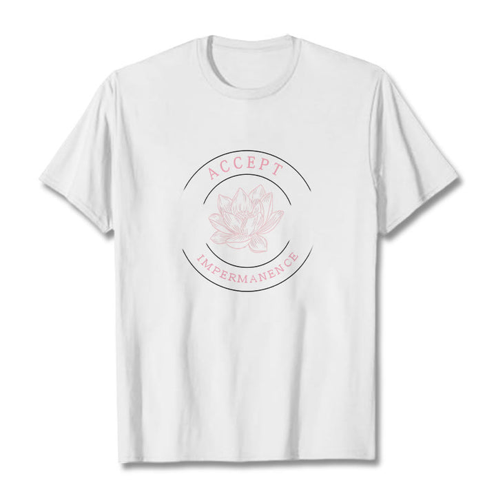 Buddha Stones Maglietta in cotone Lotus Accept Impermanence - Bianco - 2XL - image 12