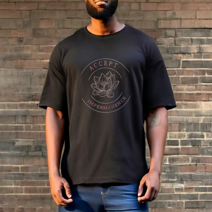 Buddha Stones Maglietta in cotone Lotus Accept Impermanence - image 1