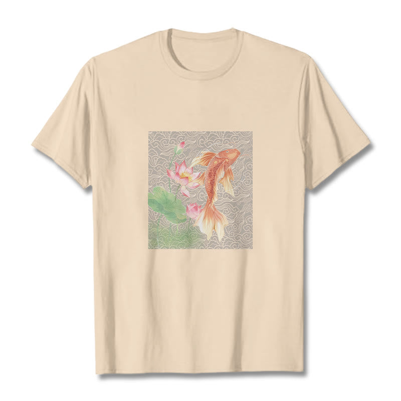 Maglietta in cotone con combinazione di Buddha Stones Koi Fish Lotus - Biscotto - 2XL - image 12
