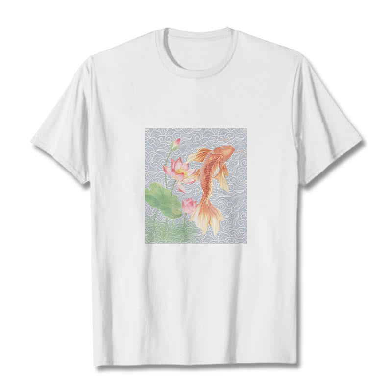 Maglietta in cotone con combinazione di Buddha Stones Koi Fish Lotus - Bianco - 2XL - image 2