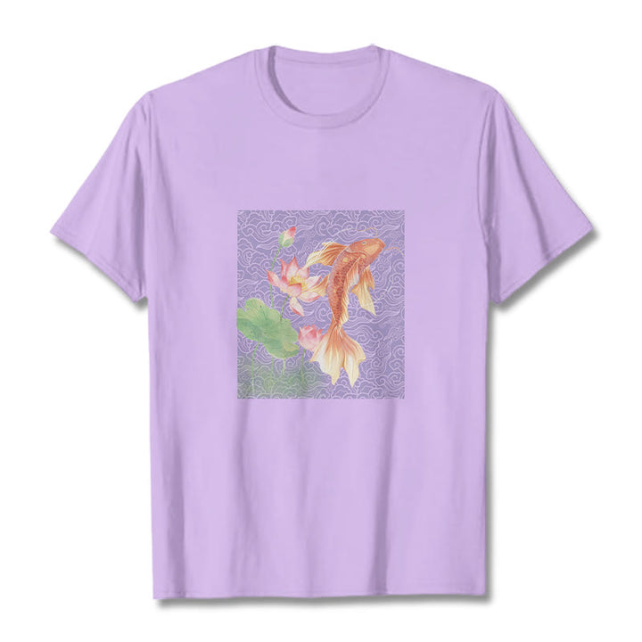 Maglietta in cotone con combinazione di Buddha Stones Koi Fish Lotus - Prugna - 2XL - image 17