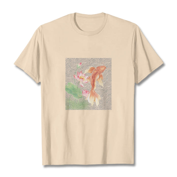 Maglietta in cotone con combinazione di Buddha Stones Koi Fish Lotus - Biscotto - 2XL - image 13