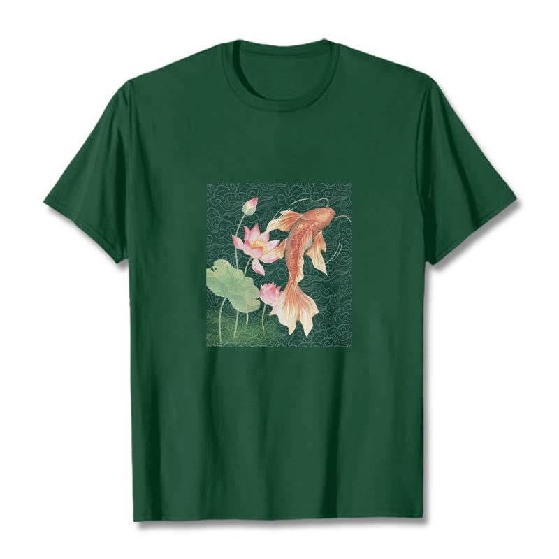 Maglietta in cotone con combinazione di Buddha Stones Koi Fish Lotus - Verde studentesco - 2XL - image 9