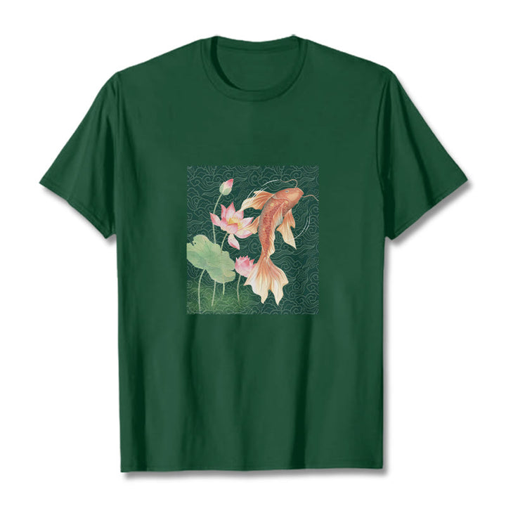 Maglietta in cotone con combinazione di Buddha Stones Koi Fish Lotus - Verde studentesco - 2XL - image 9