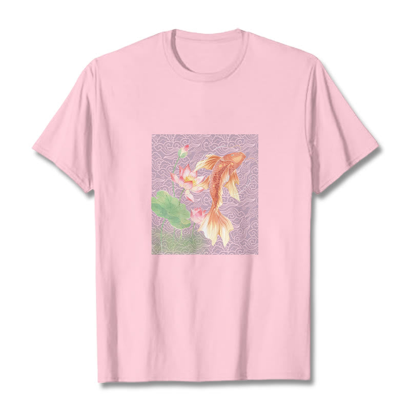 Maglietta in cotone con combinazione di Buddha Stones Koi Fish Lotus - Rosa chiaro - 2XL - image 18