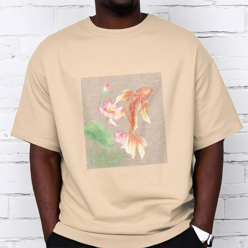 Maglietta in cotone con combinazione di Buddha Stones Koi Fish Lotus - image 13