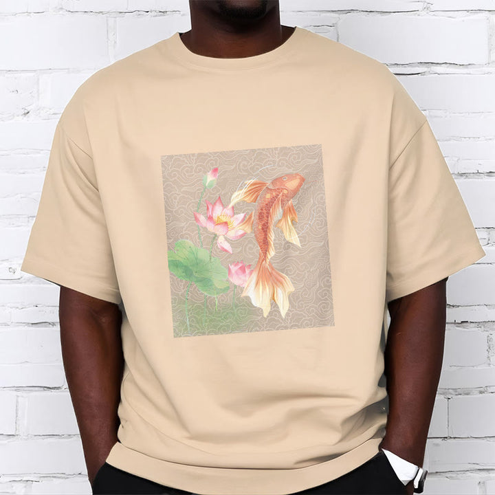 Maglietta in cotone con combinazione di Buddha Stones Koi Fish Lotus - image 13