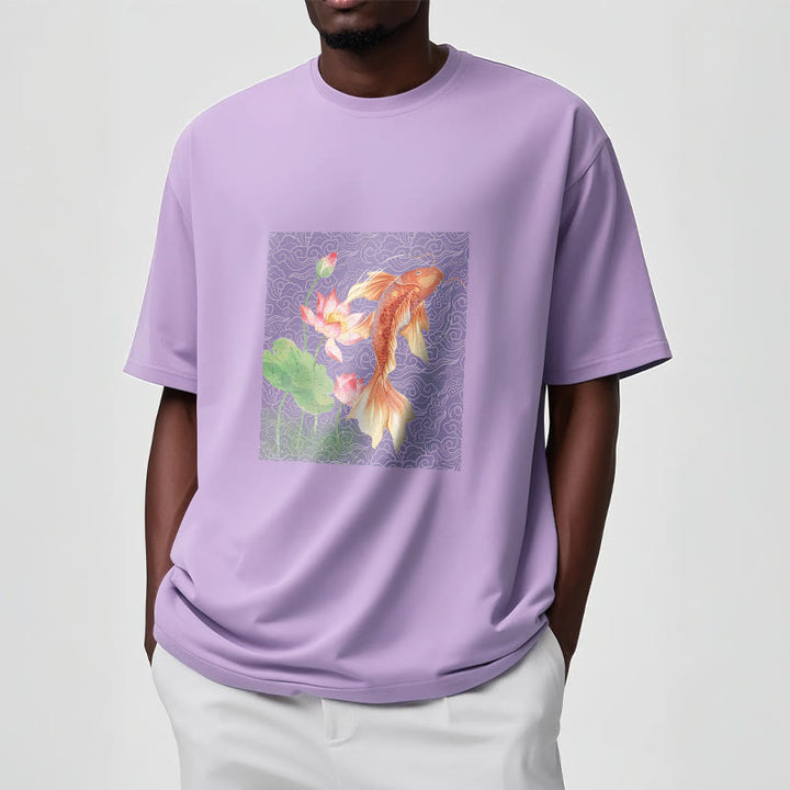 Maglietta in cotone con combinazione di Buddha Stones Koi Fish Lotus - image 18