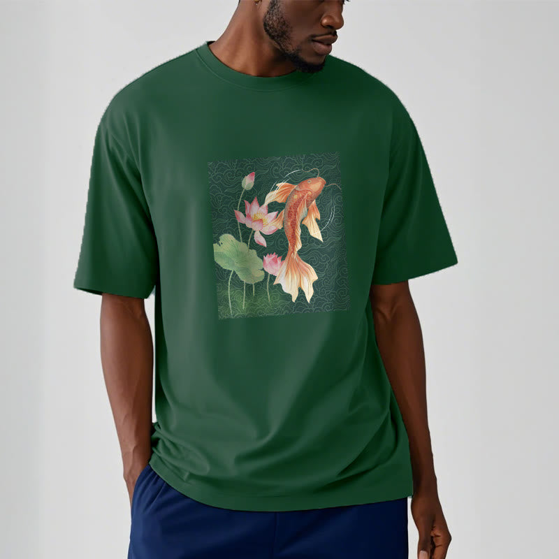 Maglietta in cotone con combinazione di Buddha Stones Koi Fish Lotus - image 10