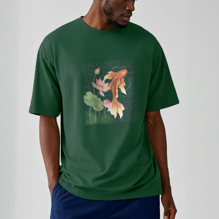 Maglietta in cotone con combinazione di Buddha Stones Koi Fish Lotus - image 10