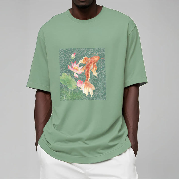 Maglietta in cotone con combinazione di Buddha Stones Koi Fish Lotus - image 16