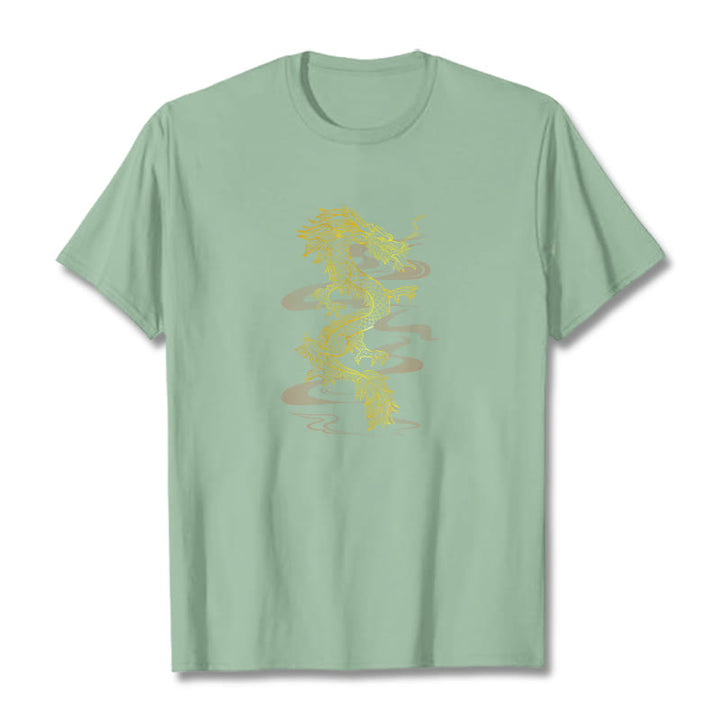 Maglietta in cotone con motivo Buddha Stones Golden Dragon - Verde pallido - 2XL - image 14