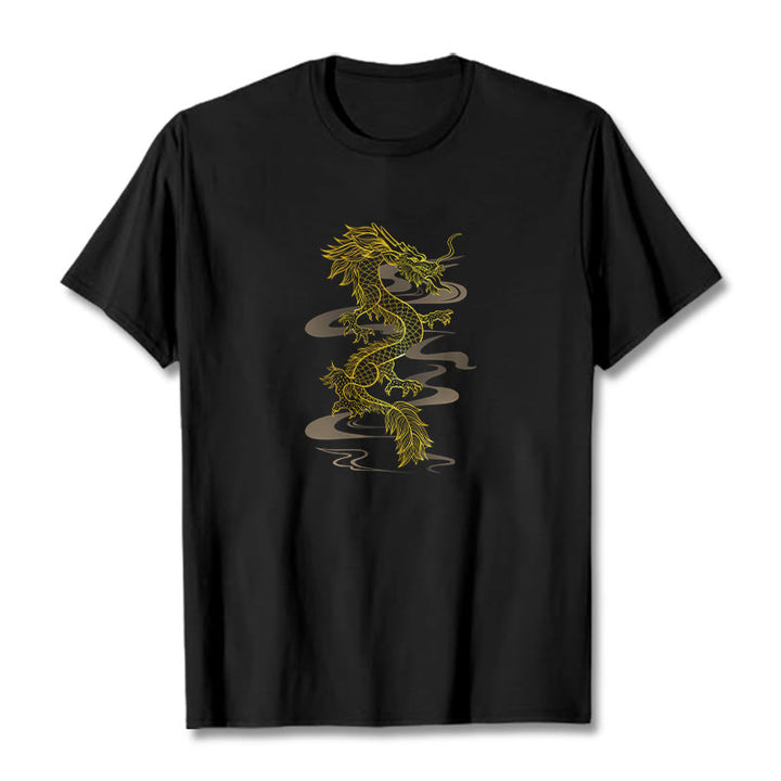 Maglietta in cotone con motivo Buddha Stones Golden Dragon - Nero - 2XL - image 0