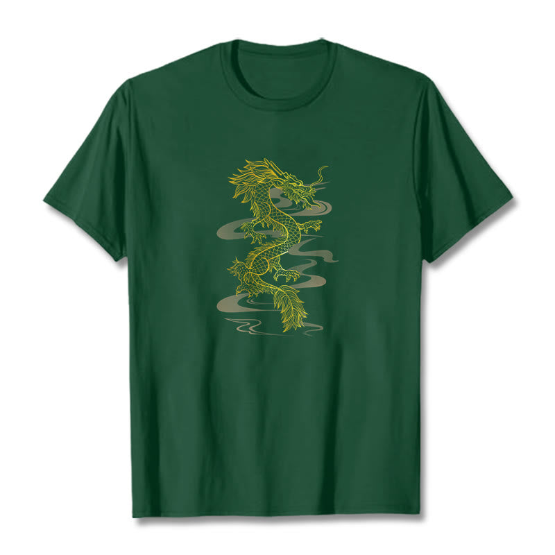 Maglietta in cotone con motivo Buddha Stones Golden Dragon - Verde foresta - 2XL - image 10