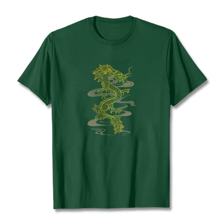 Maglietta in cotone con motivo Buddha Stones Golden Dragon - Verde foresta - 2XL - image 10