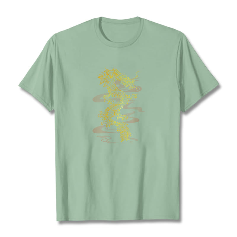 Maglietta in cotone con motivo Buddha Stones Golden Dragon - Verde pallido - 2XL - image 15