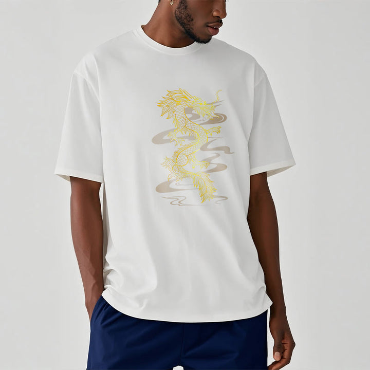 Maglietta in cotone con motivo Buddha Stones Golden Dragon - image 8
