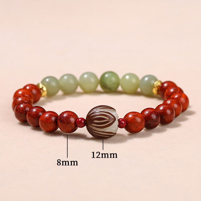Braccialetto Buddha Stones Natural Rosewood Ciano Giada Bodhi Seed Lotus Calore Calma