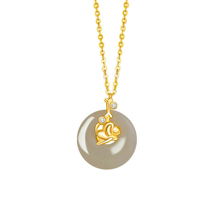 Buddha Stones Zodiaco cinese Giada Hetian Argento Sterling 925 Collana con ciondolo Abbondanza - Cane in argento sterling 925 con giada Hetian - image 27