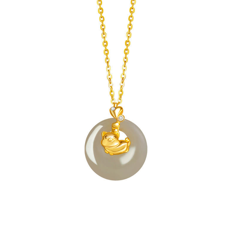 Buddha Stones Zodiaco cinese Giada Hetian Argento Sterling 925 Collana con ciondolo Abbondanza - Giada Hetian Argento Sterling 925 - Maiale - image 28