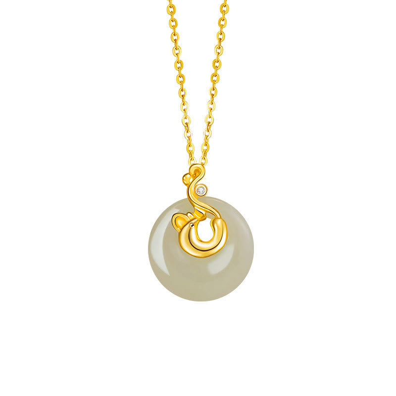 Buddha Stones Zodiaco cinese Giada Hetian Argento Sterling 925 Collana con ciondolo Abbondanza - Topo in argento sterling 925 con giada Hetian - image 11