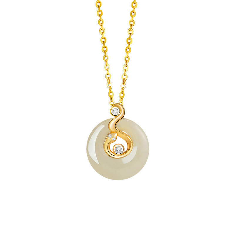 Buddha Stones Zodiaco cinese Giada Hetian Argento Sterling 925 Collana con ciondolo Abbondanza - Serpente in argento sterling 925 con giada Hetian - image 17