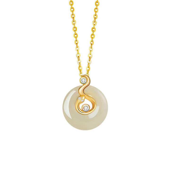 Buddha Stones Zodiaco cinese Giada Hetian Argento Sterling 925 Collana con ciondolo Abbondanza - Serpente in argento sterling 925 con giada Hetian - image 17