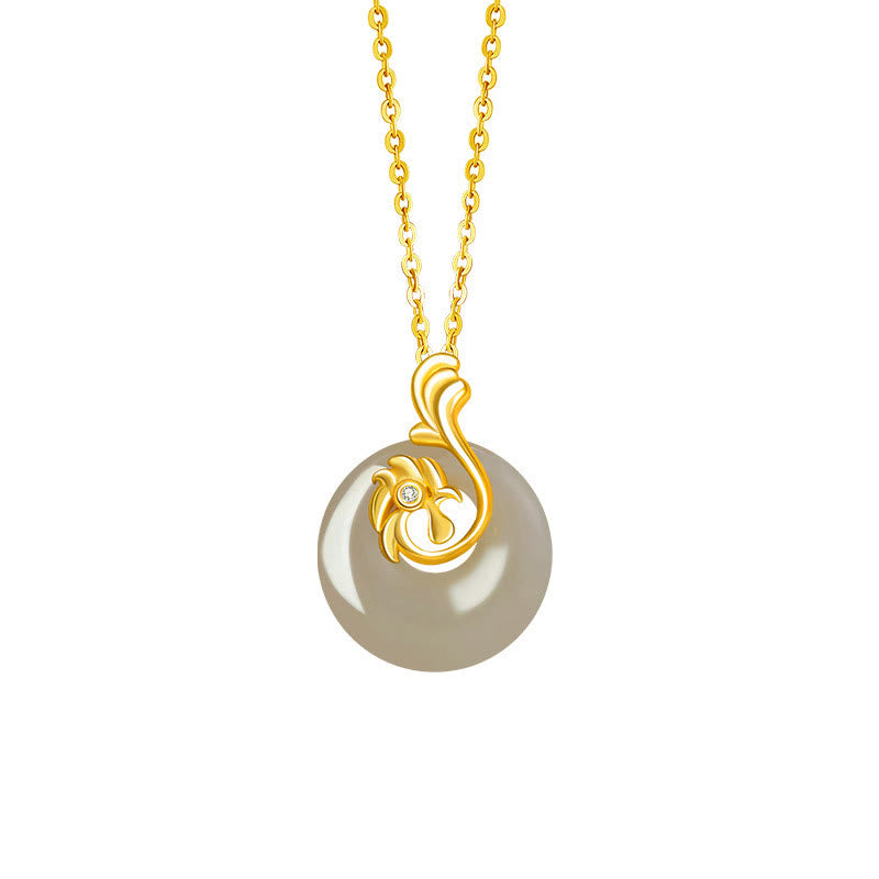 Buddha Stones Zodiaco cinese Giada Hetian Argento Sterling 925 Collana con ciondolo Abbondanza - Gallo in argento sterling 925 con giada Hetian - image 26