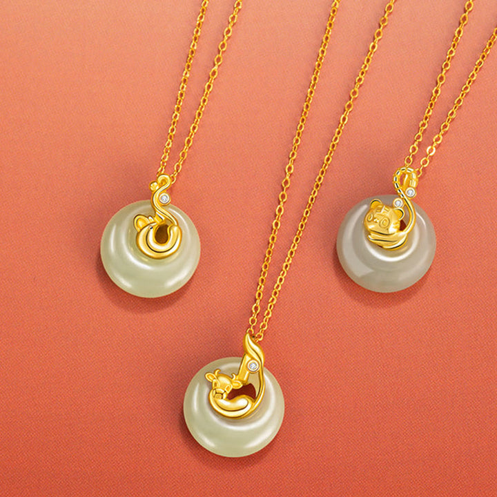 Buddha Stones Zodiaco cinese Giada Hetian Argento Sterling 925 Collana con ciondolo Abbondanza - image 31