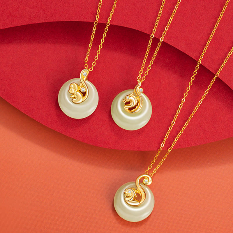 Buddha Stones Zodiaco cinese Giada Hetian Argento Sterling 925 Collana con ciondolo Abbondanza - image 3