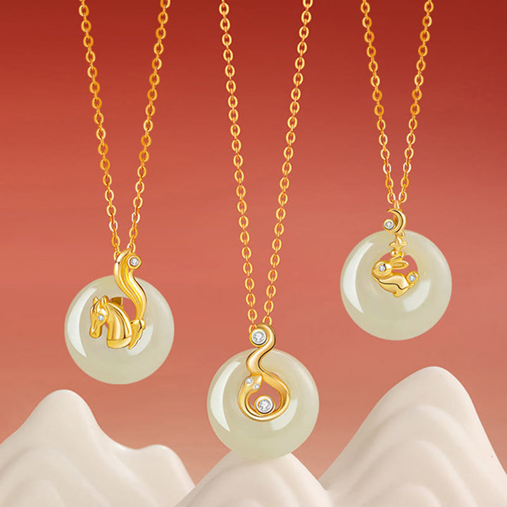 Buddha Stones Zodiaco cinese Giada Hetian Argento Sterling 925 Collana con ciondolo Abbondanza - image 30