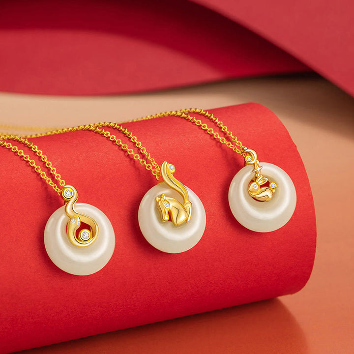 Buddha Stones Zodiaco cinese Giada Hetian Argento Sterling 925 Collana con ciondolo Abbondanza - image 2