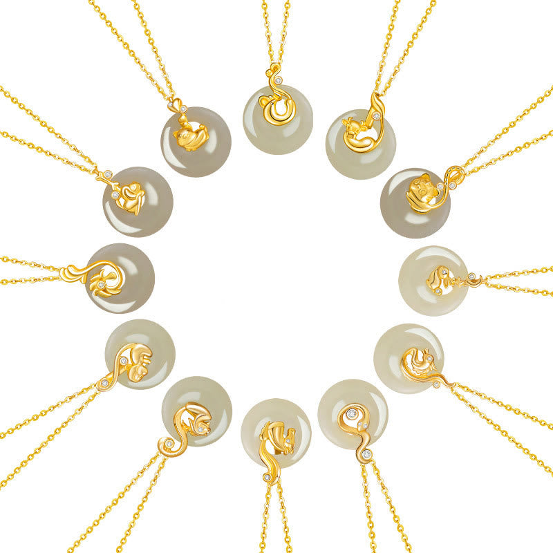 Buddha Stones Zodiaco cinese Giada Hetian Argento Sterling 925 Collana con ciondolo Abbondanza - image 29