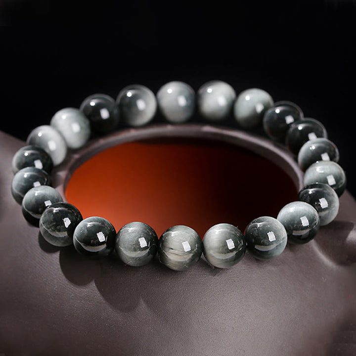 Braccialetto Buddha Stones Natural Eagle's Eye Stone Coraggio Positivo
